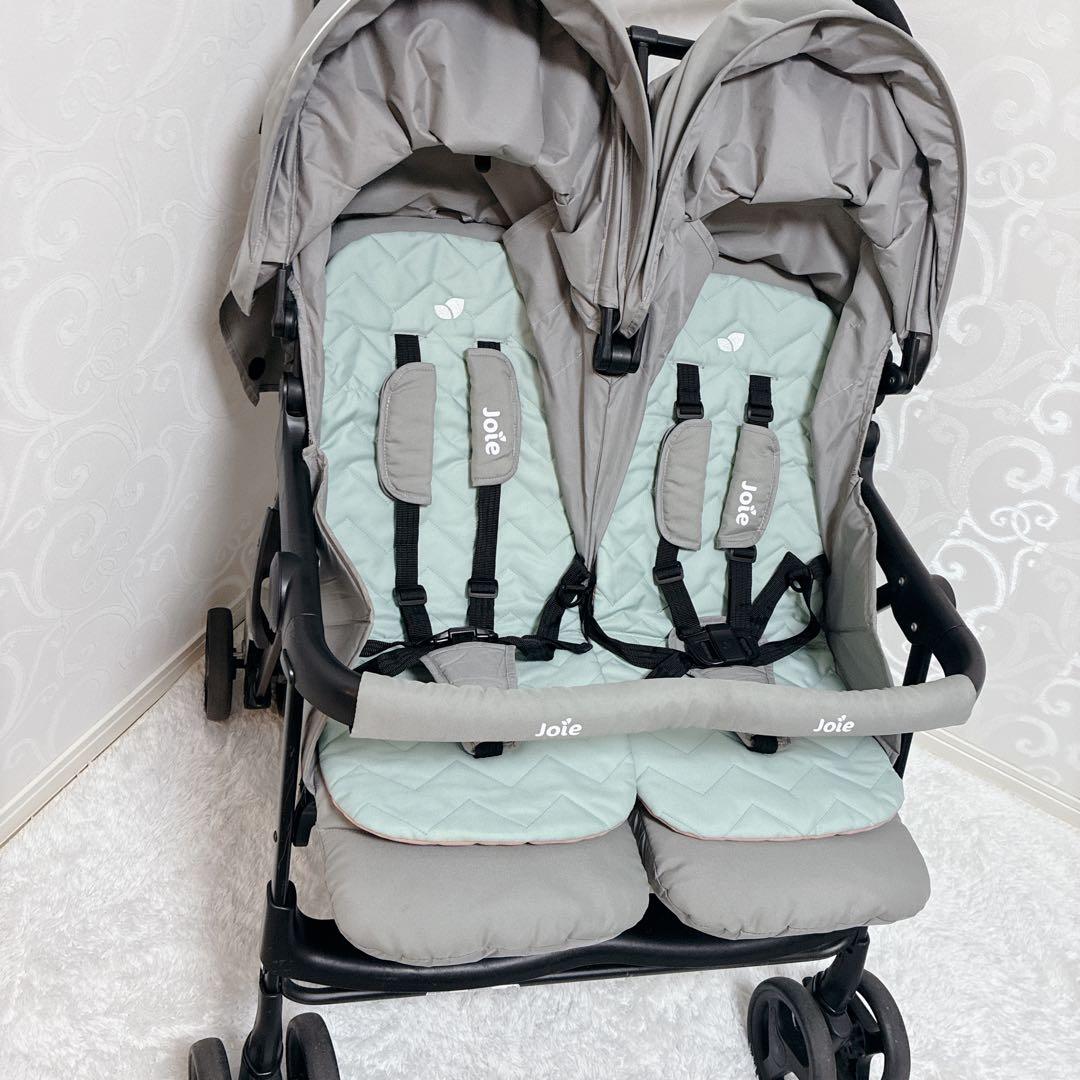 【美品】Joie ジョイー エアツイン 二人乗りベビーカー　レインカバー付き