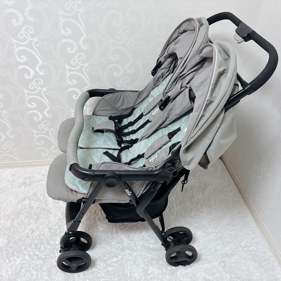 【美品】Joie ジョイー エアツイン 二人乗りベビーカー　レインカバー付き