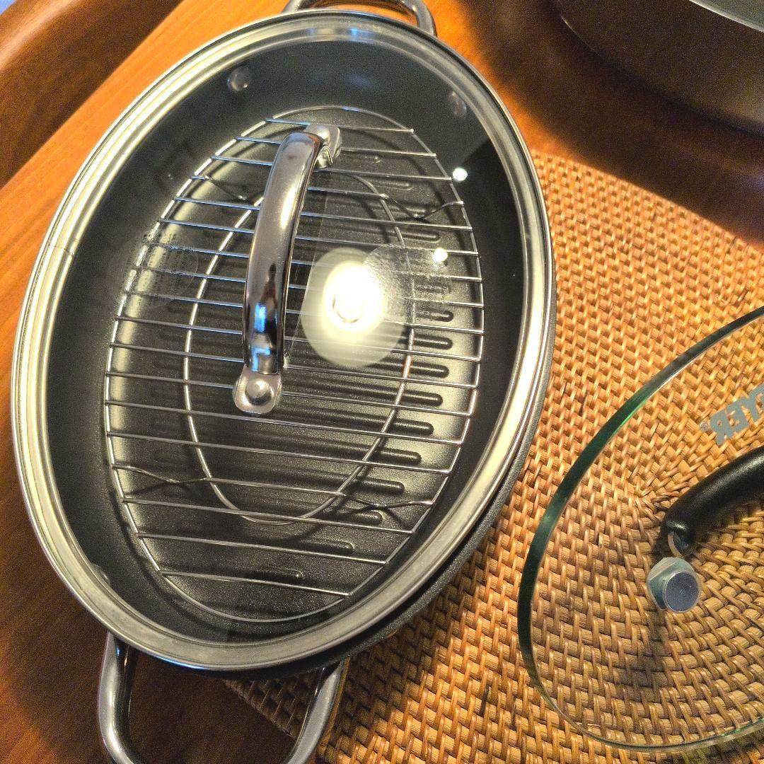 美品　 MEYER オールインワン オーバルパン グリルプレス＆中網付き！