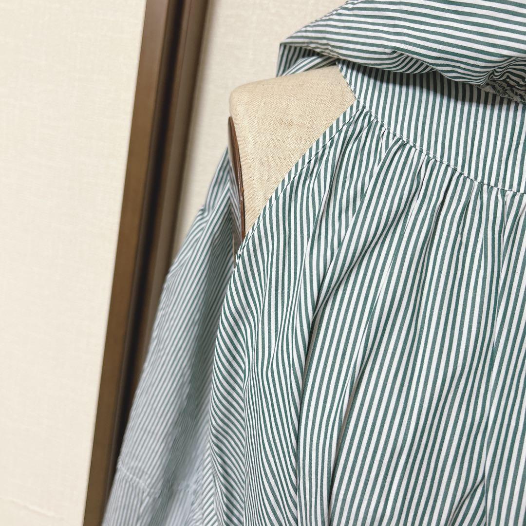 極美品　support surface ストライプ　ドレープワンピース　グリーン