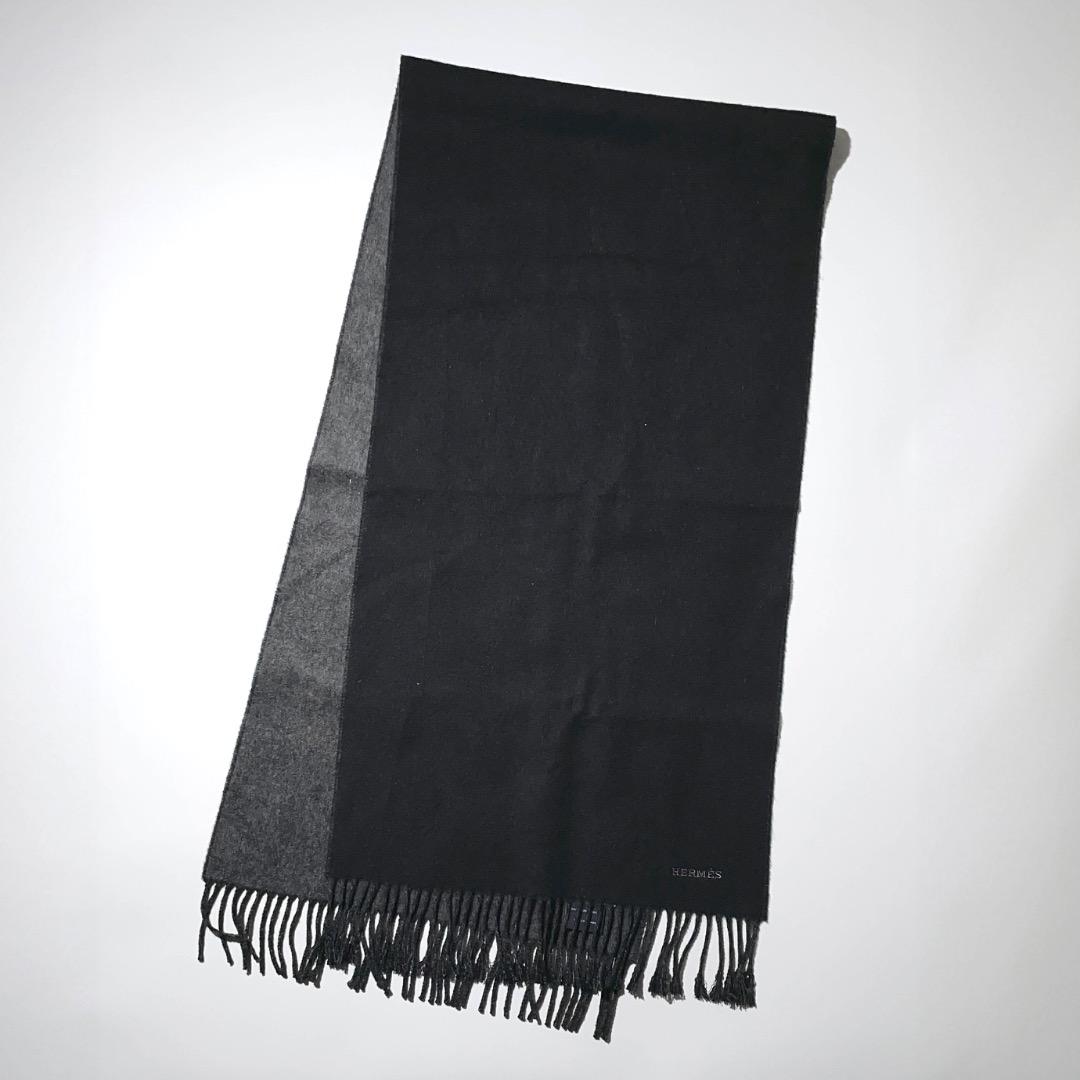 美品 HERMES カシミアリバーシブルマフラー エルメス