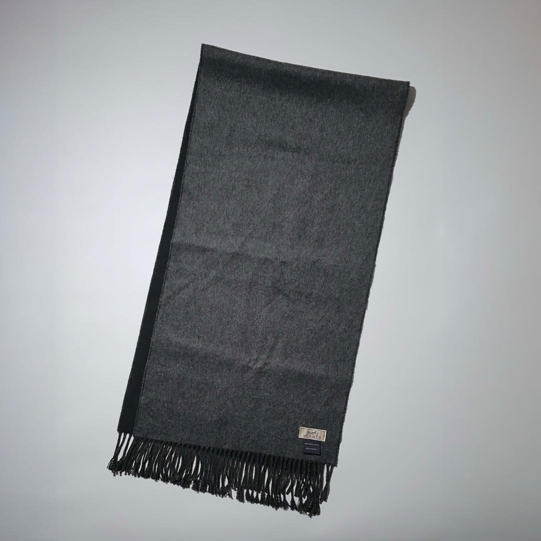 美品 HERMES カシミアリバーシブルマフラー エルメス