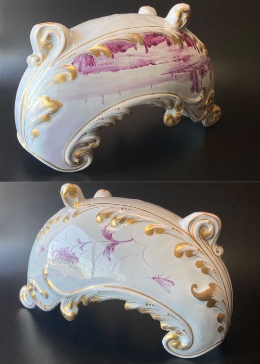 エミール・ガレ　軟質施釉陶器 湖畔風景文 帆船 昆虫絵図　鉢 ボウル 花瓶 花器