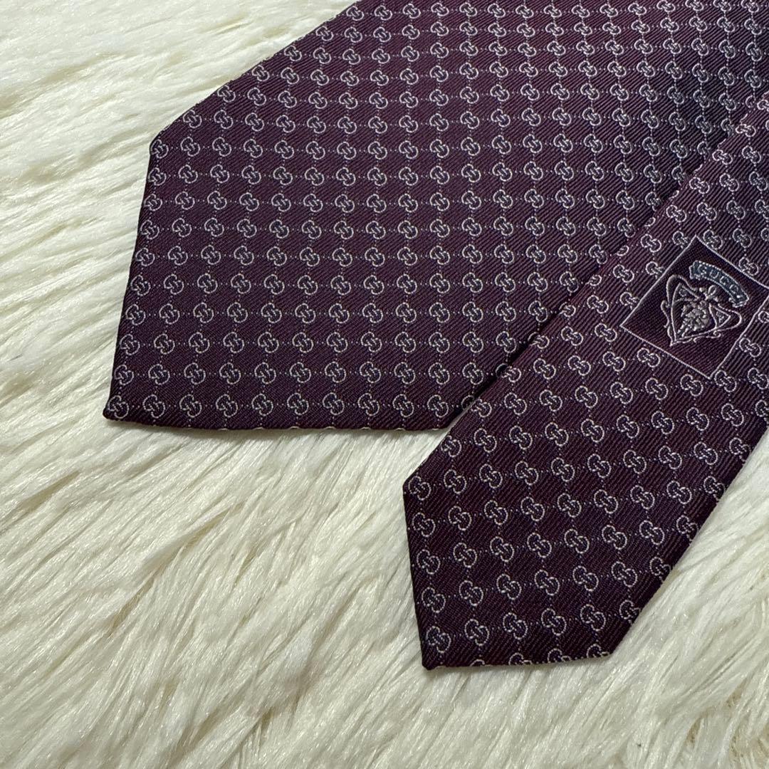 【未使用級】GUCCI ネクタイ　高級シルク　GG柄　ジャガード