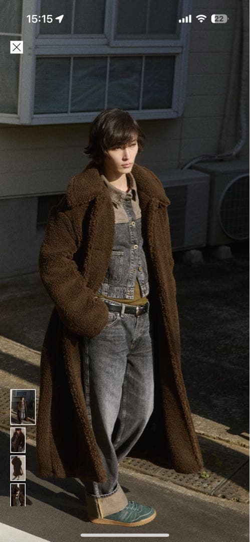 FAUX SHEARLING COAT ダークブラウン ロングコート