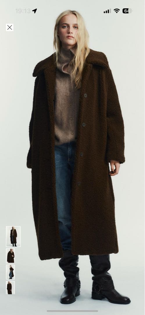 FAUX SHEARLING COAT ダークブラウン ロングコート