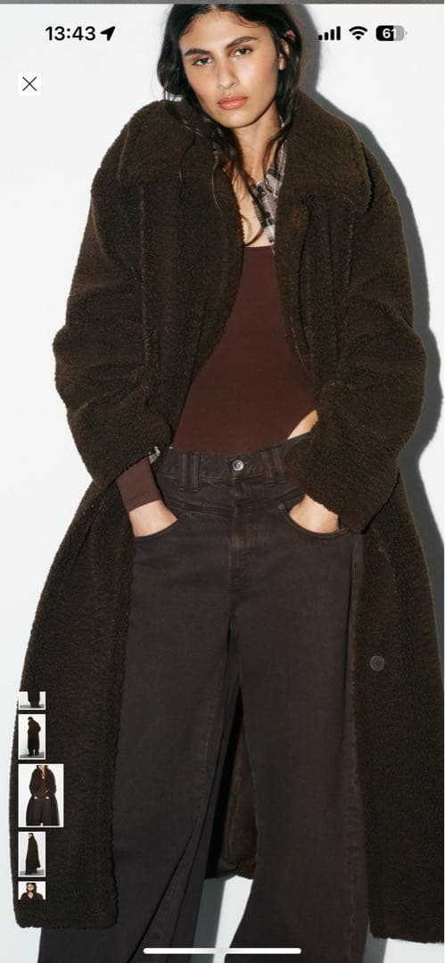 FAUX SHEARLING COAT ダークブラウン ロングコート