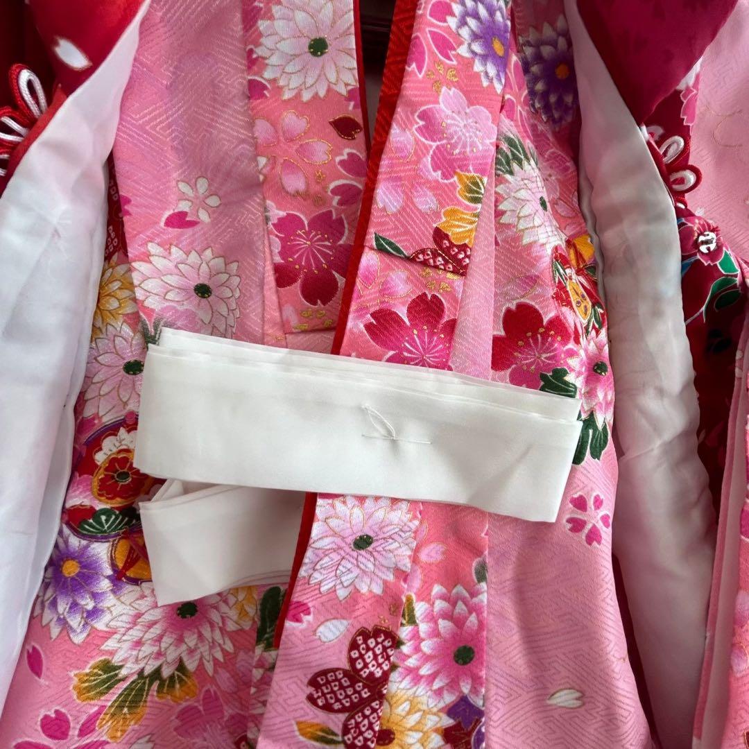 フルセット新品未使用　箱入り　七五三3歳　被布＆長着＆長襦袢＆小物　赤ピンク