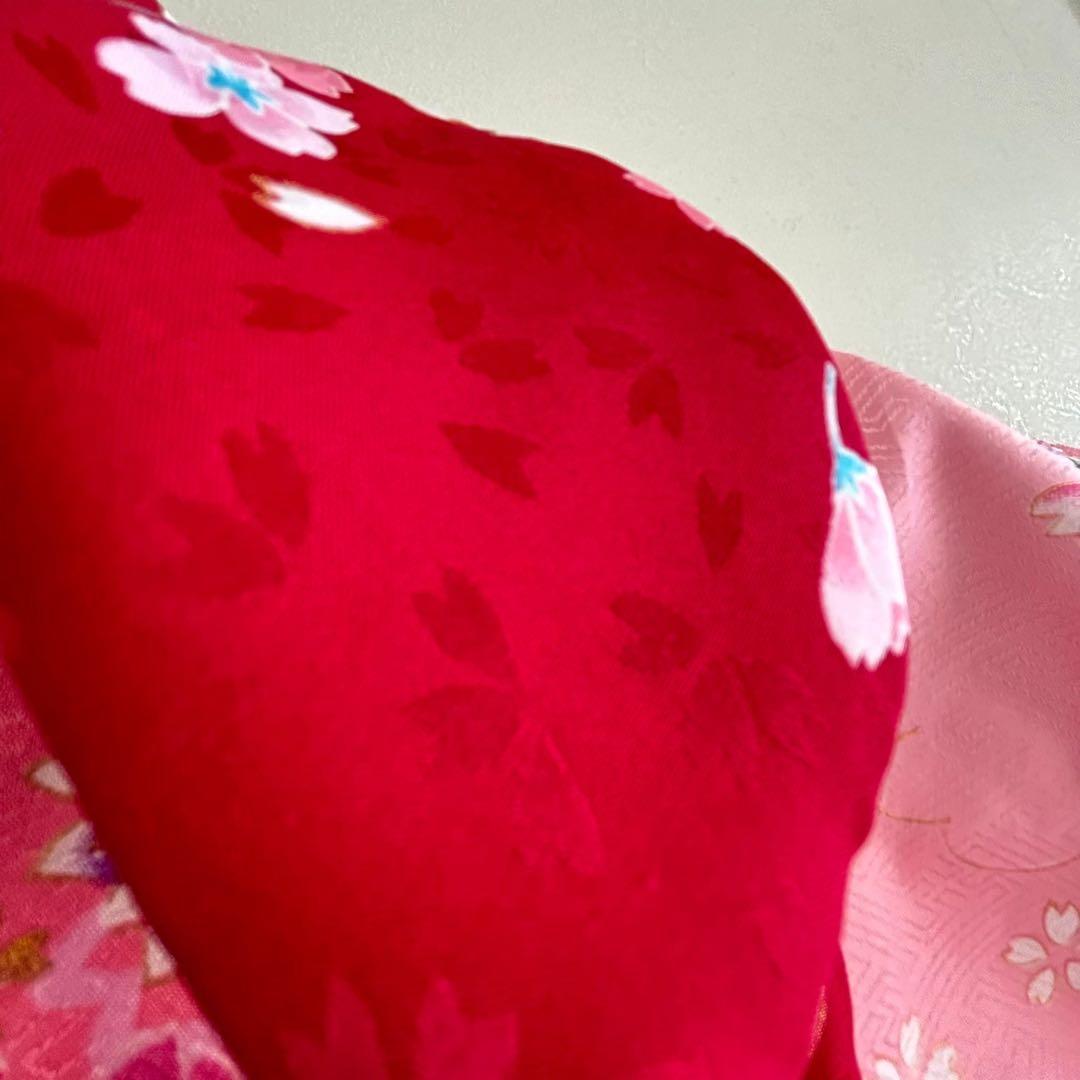 フルセット新品未使用　箱入り　七五三3歳　被布＆長着＆長襦袢＆小物　赤ピンク