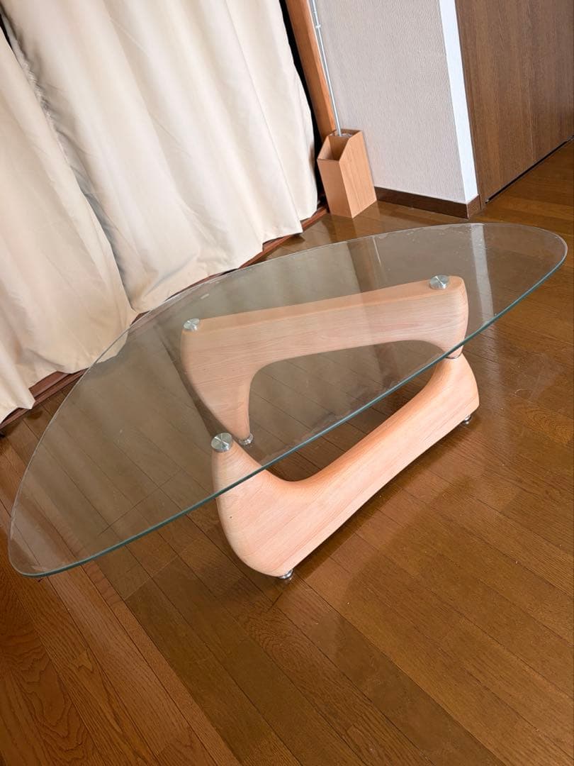 オーバルガラステーブル