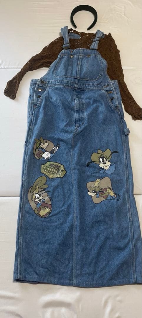 Tokyo Disneyland 公式　デニムサロペット スカート　レトロ古着