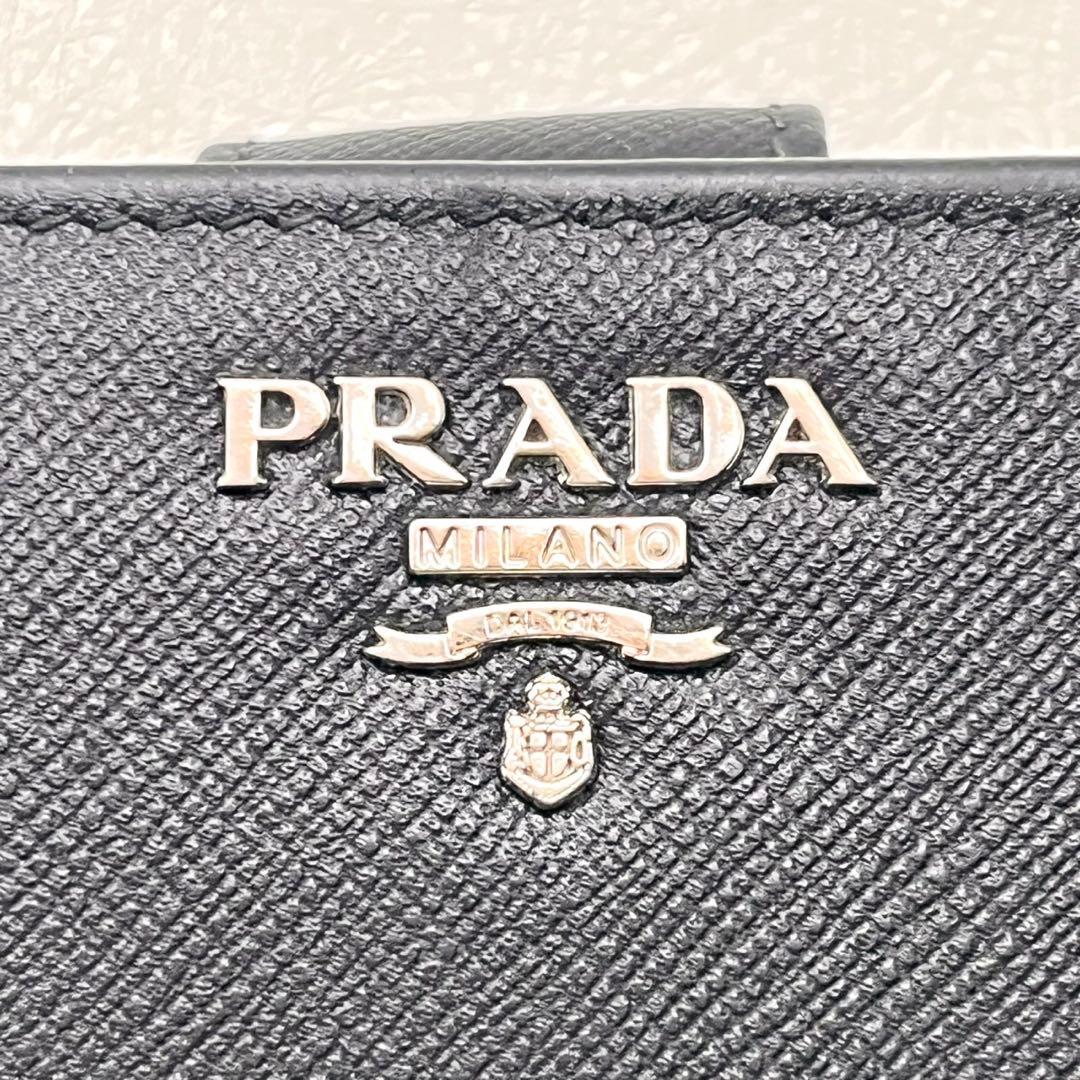 PRADA プラダ サフィアーノ バイカラー 二つ折り財布 ブラック0206-④