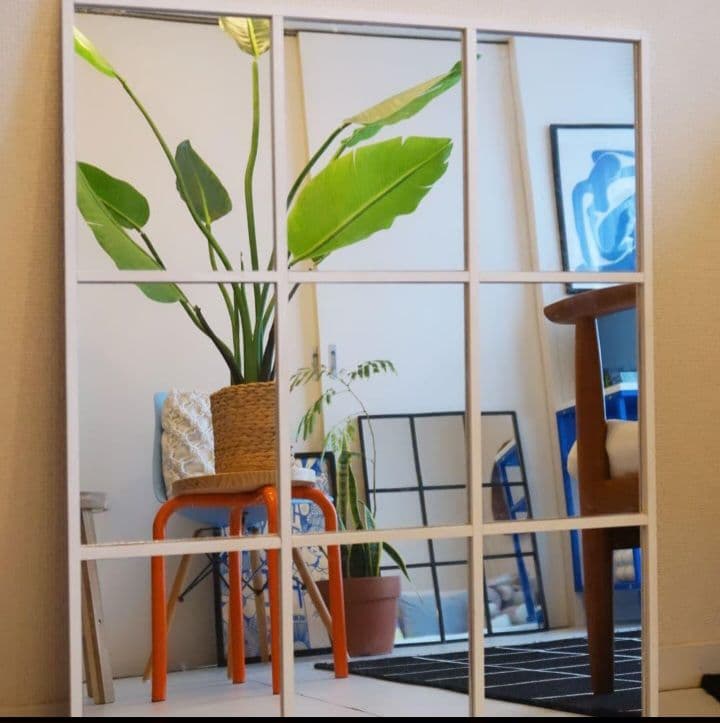 壁掛け鏡　格子デザイン　格子　海外風　インテリア　立て掛け　大型ミラー