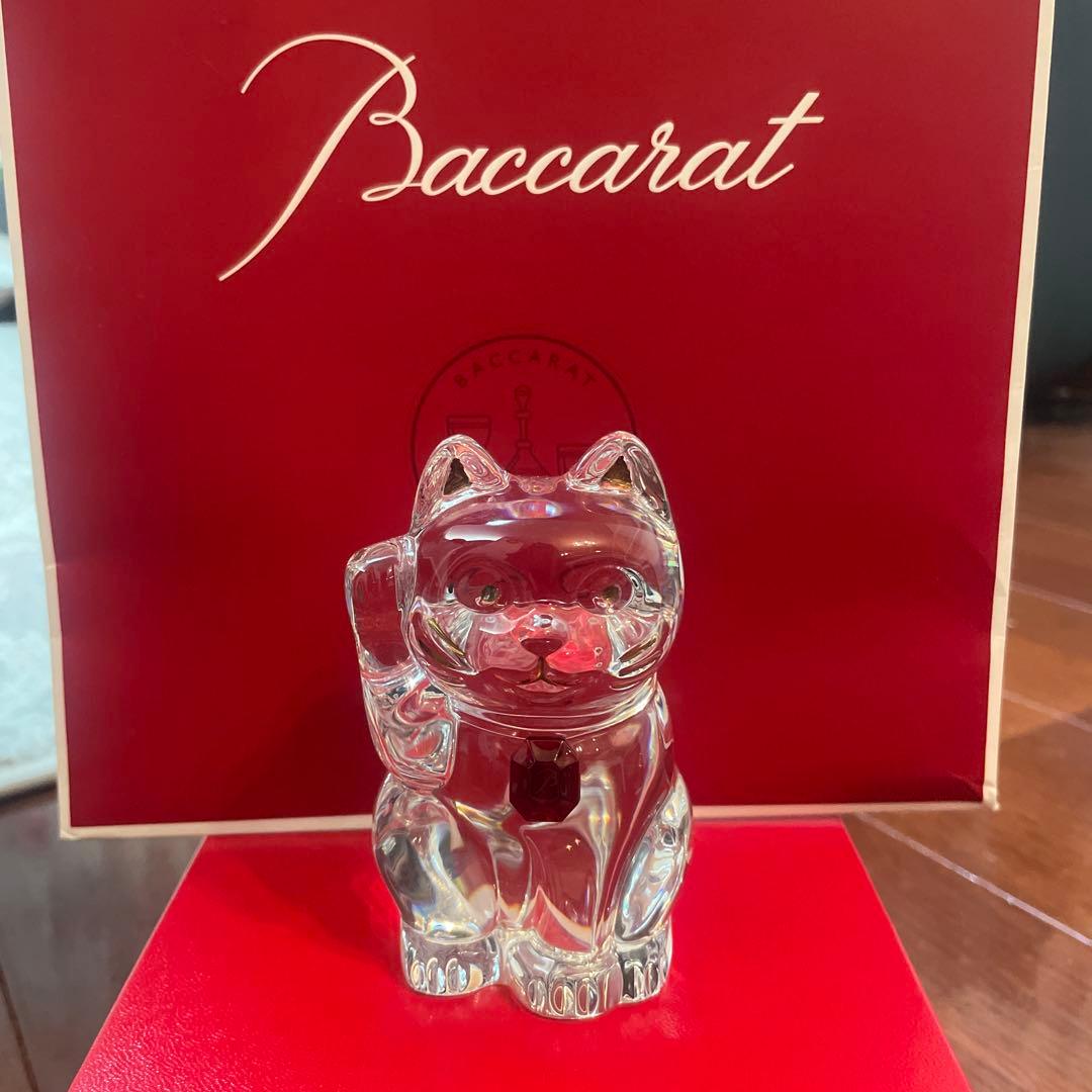 Baccarat クリスタル 招き猫 置物