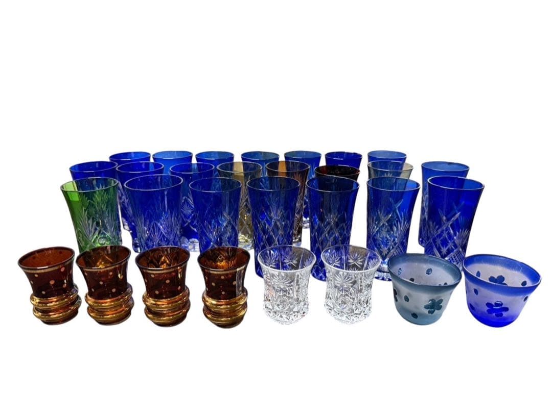 グラス30個セット‼️切子22個　ショットグラス6個　おちょこ2個