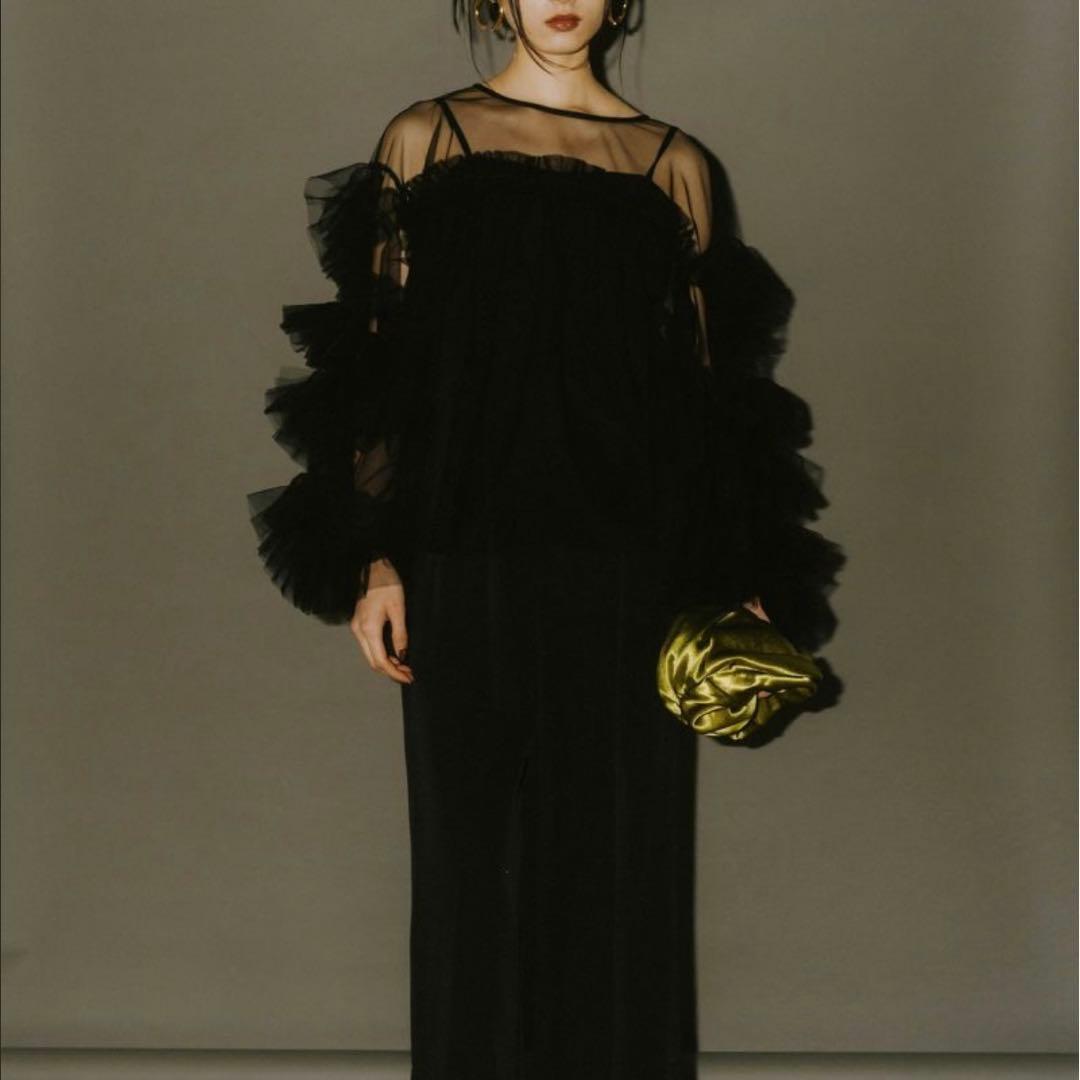 トップス ANDRESD decorative tulle tops