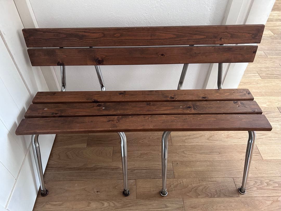 h＊＊h　ミニベンチ　木製　パイプ