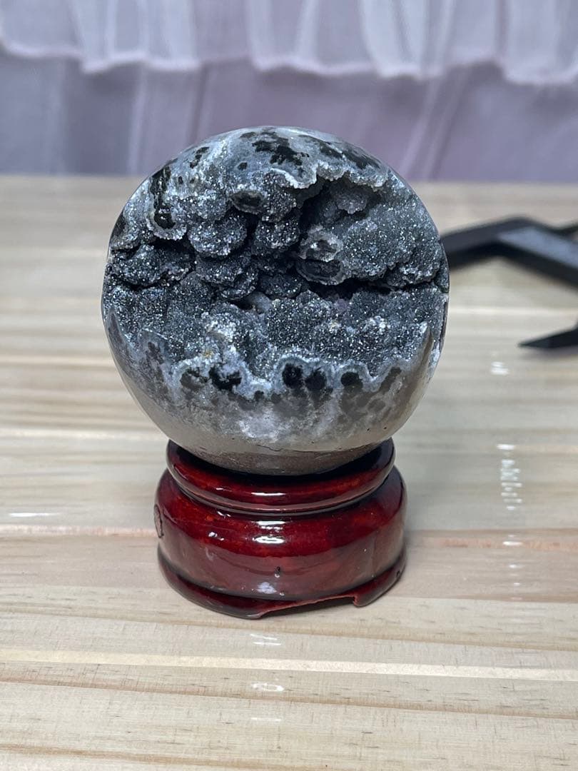 希少 アメジストクラスター　笑口　原石台座付き　 ブラジル産　綺麗 53.6ミリ