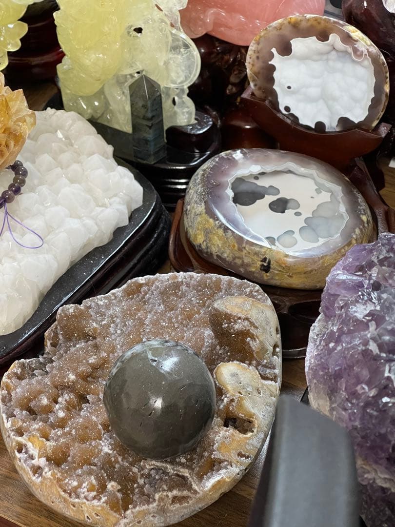 希少 アメジストクラスター　笑口　原石台座付き　 ブラジル産　綺麗 53.6ミリ