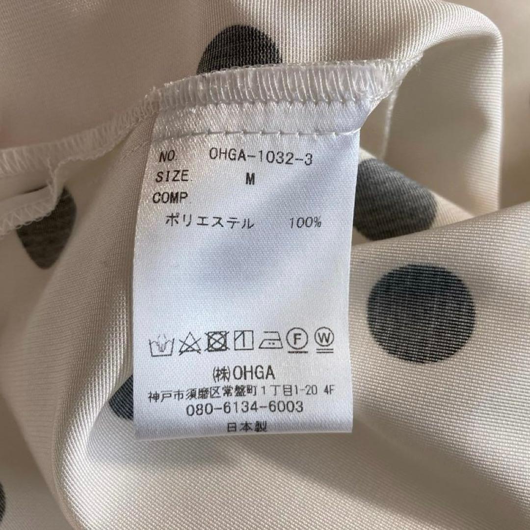 【なな】OHGA　キャンディードットフリルブラウス 洗える M アイボリー