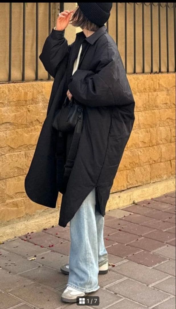 K&Y❤︎　ブラックオーバーサイズロングコート　FASHIRU