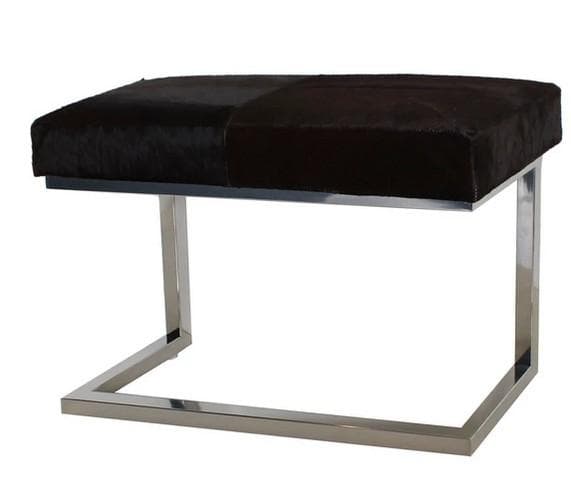 スツール リアルファー ブラウン モダン 毛皮 スチール AS-8010-A