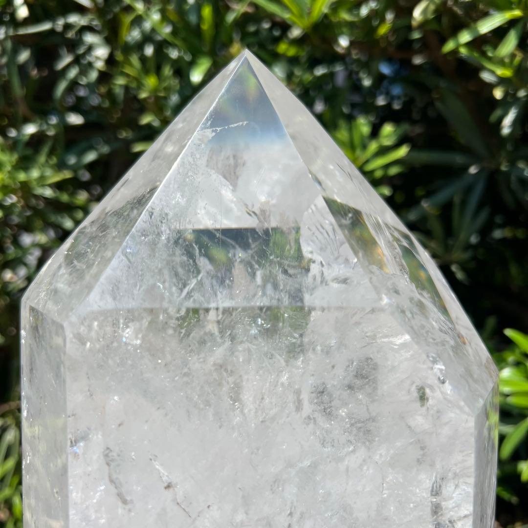 ✳☆唯一無二 超極大☆激凄超逸品☆高透明度 大迫力✨虹入り 水晶 六角柱 天然石