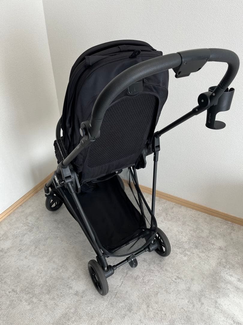 【レインカバー・ドリンクホルダー付】Cybexベビーカー　メリオカーボンブラック