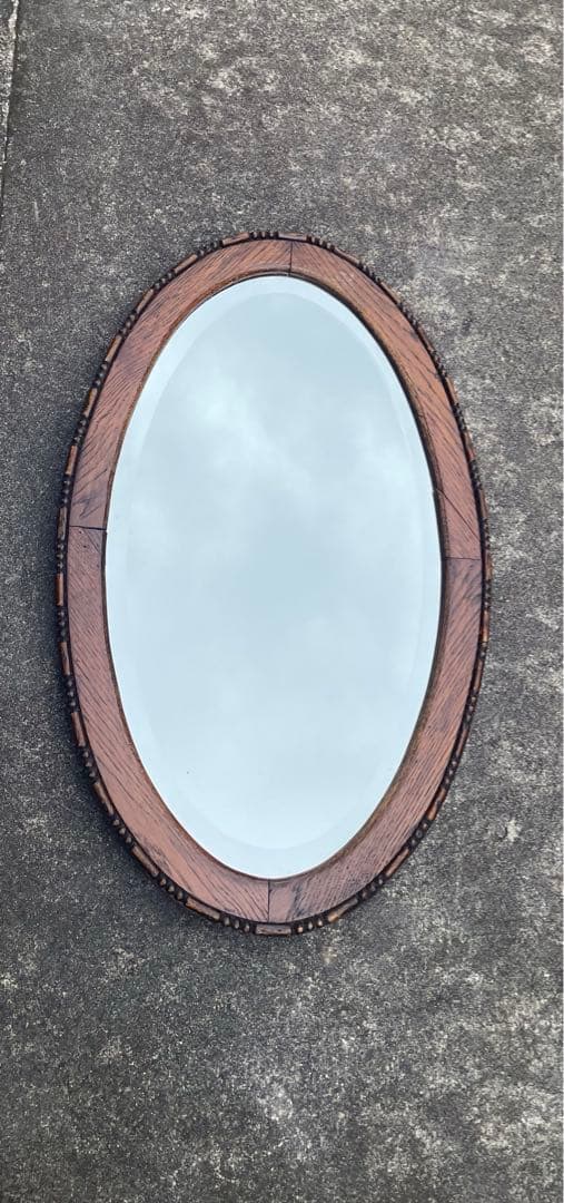 ビンテージ/イタリア製/木製/ミラー/壁掛けミラー/ウォールミラー/鏡/什器/②