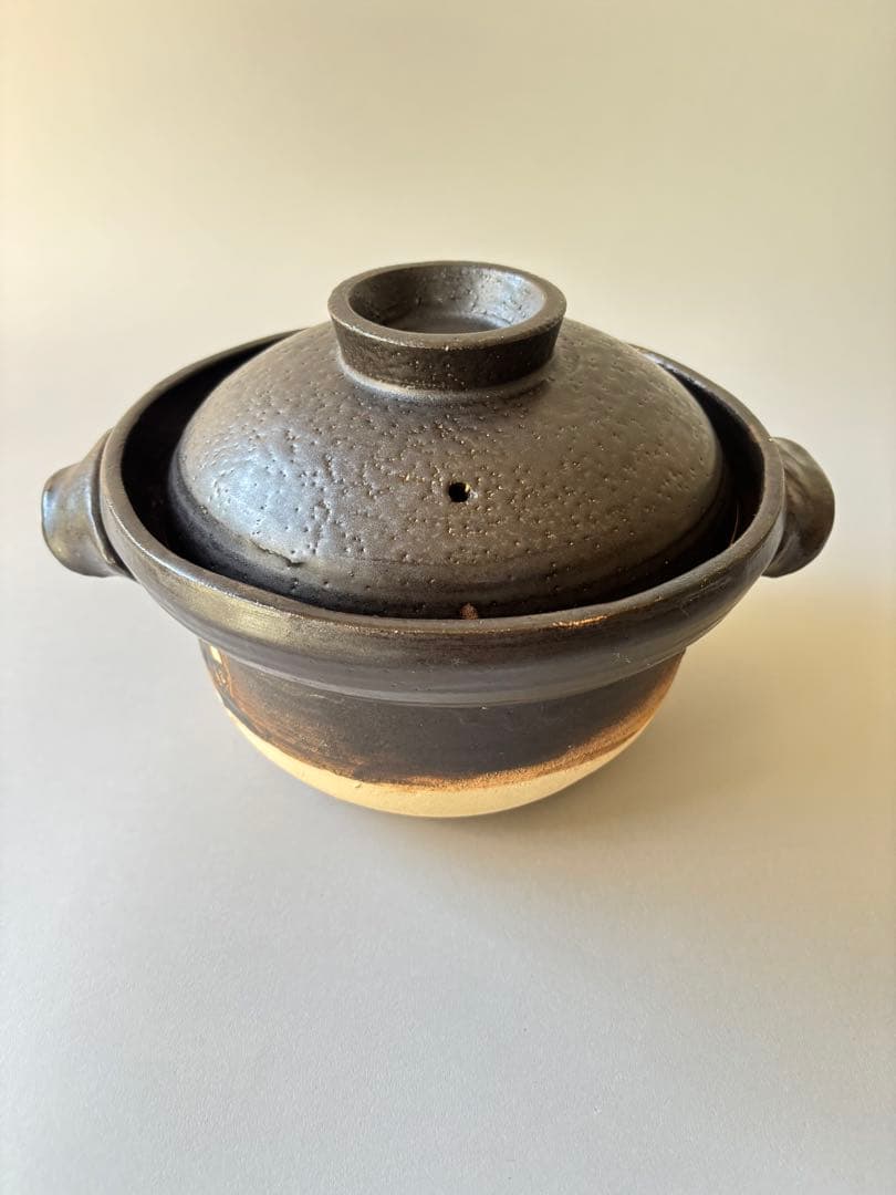 伊藤明美 土鍋 黒釉 一度使用 2〜3人用