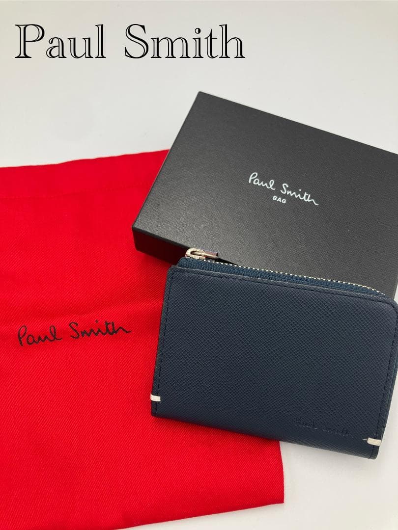 Paul Smith レザー ケース 財布 カードケース メンズ ネイビー