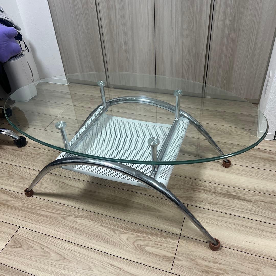 ガラス センターテーブル 楕円 ローテーブル 曲線デザイン たのメル便