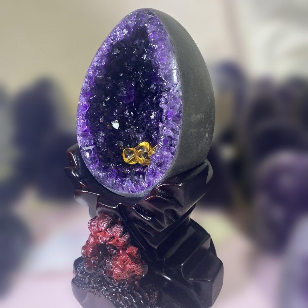 【極上】ウルグアイ產アメジストクラスター原石（恐竜の卵幸運水晶收藏品）