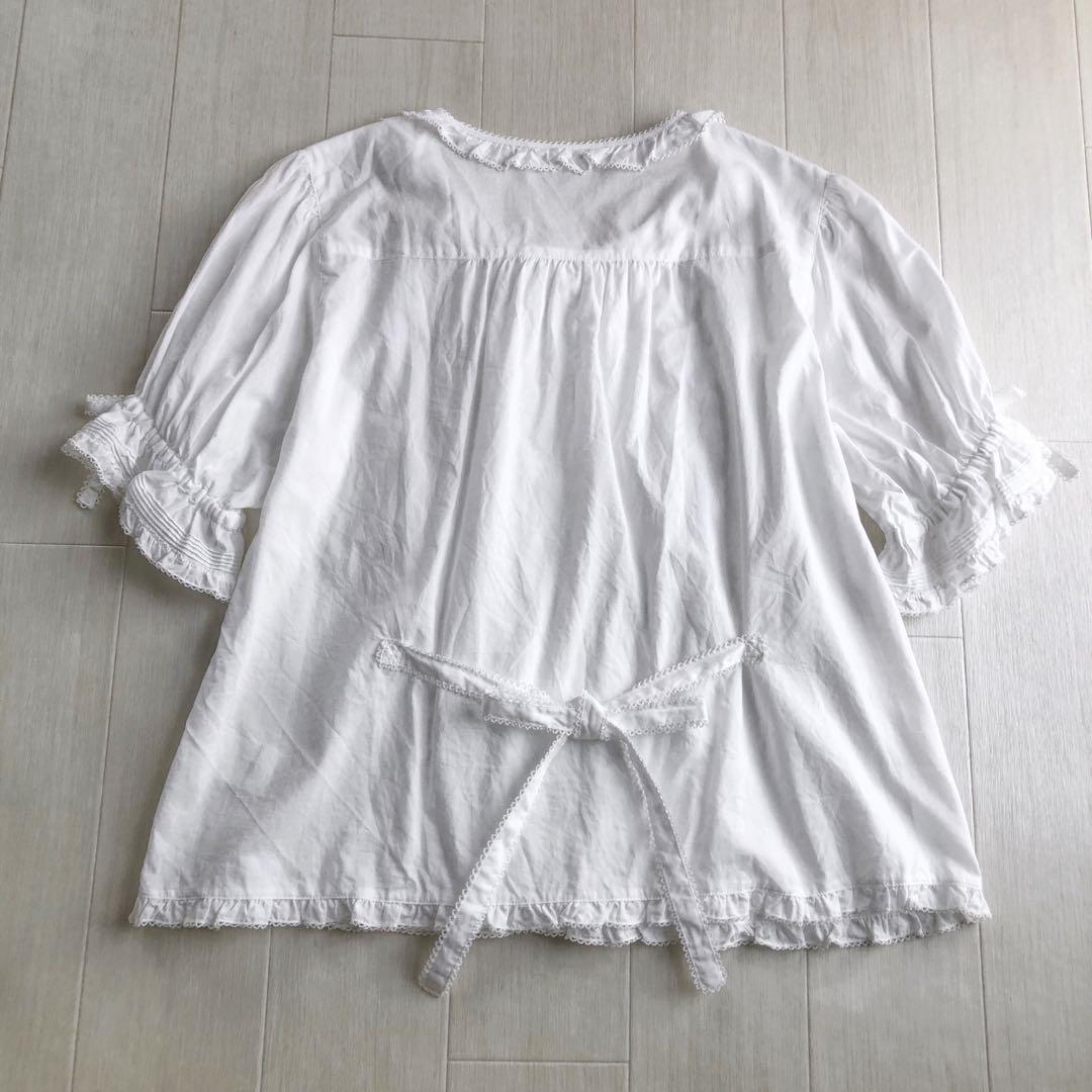 2023年 ピンクハウス 綿ローン ピコレース フリル 白 ブラウス