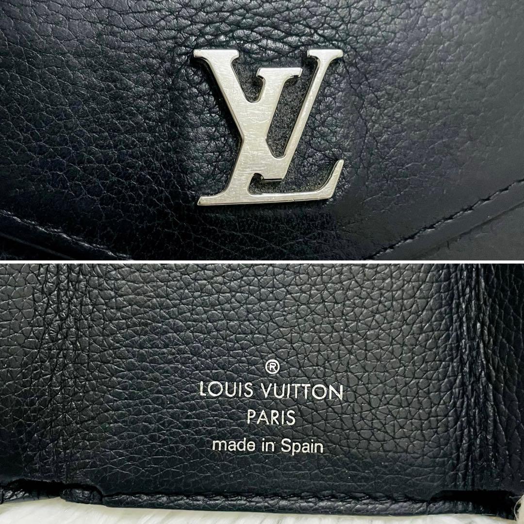 極美✨ルイヴィトン 三つ折り財布 ポルトフォイユロック ミニ レザー ブラック