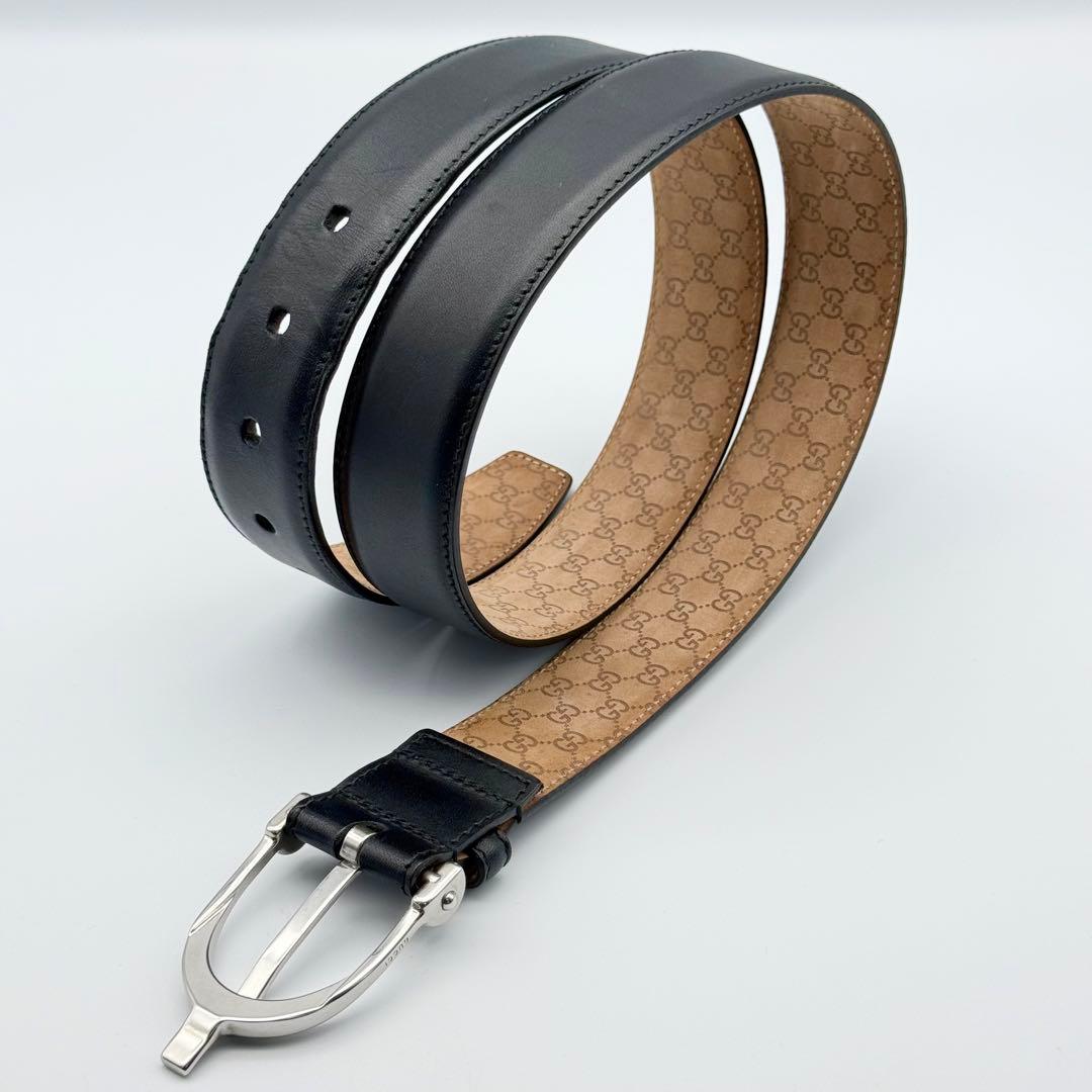 ✨美品✨GUCCI ベルト レザー GG柄 ビジネス シルバー金具 ユニセックス