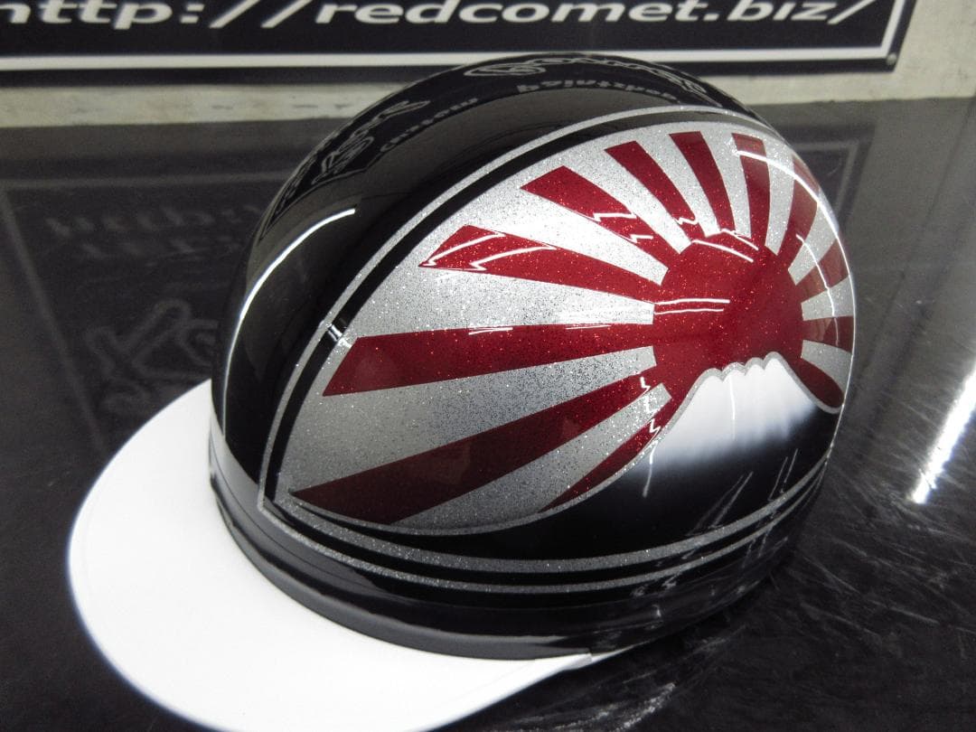 三つボタン送料込！！カスタムコルク半　富士日章　黒赤銀ラメ最安値082