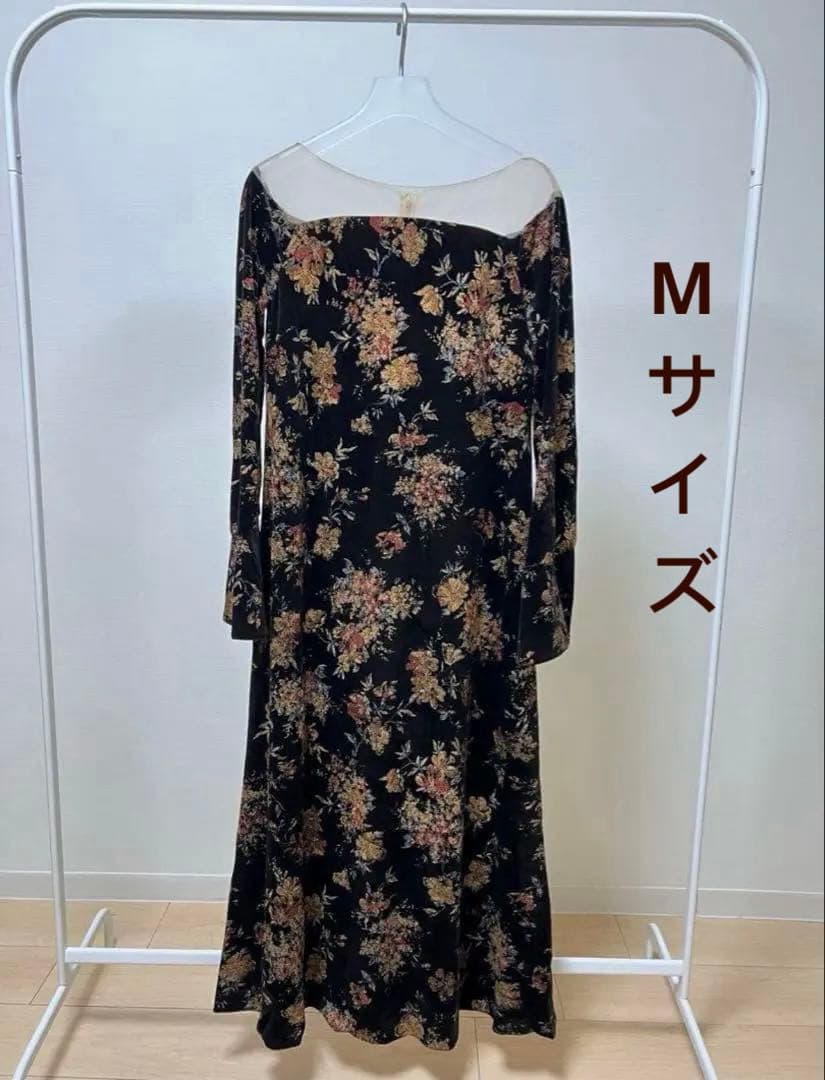 ワンピース FLOWER PRINT VELOUR DRESS