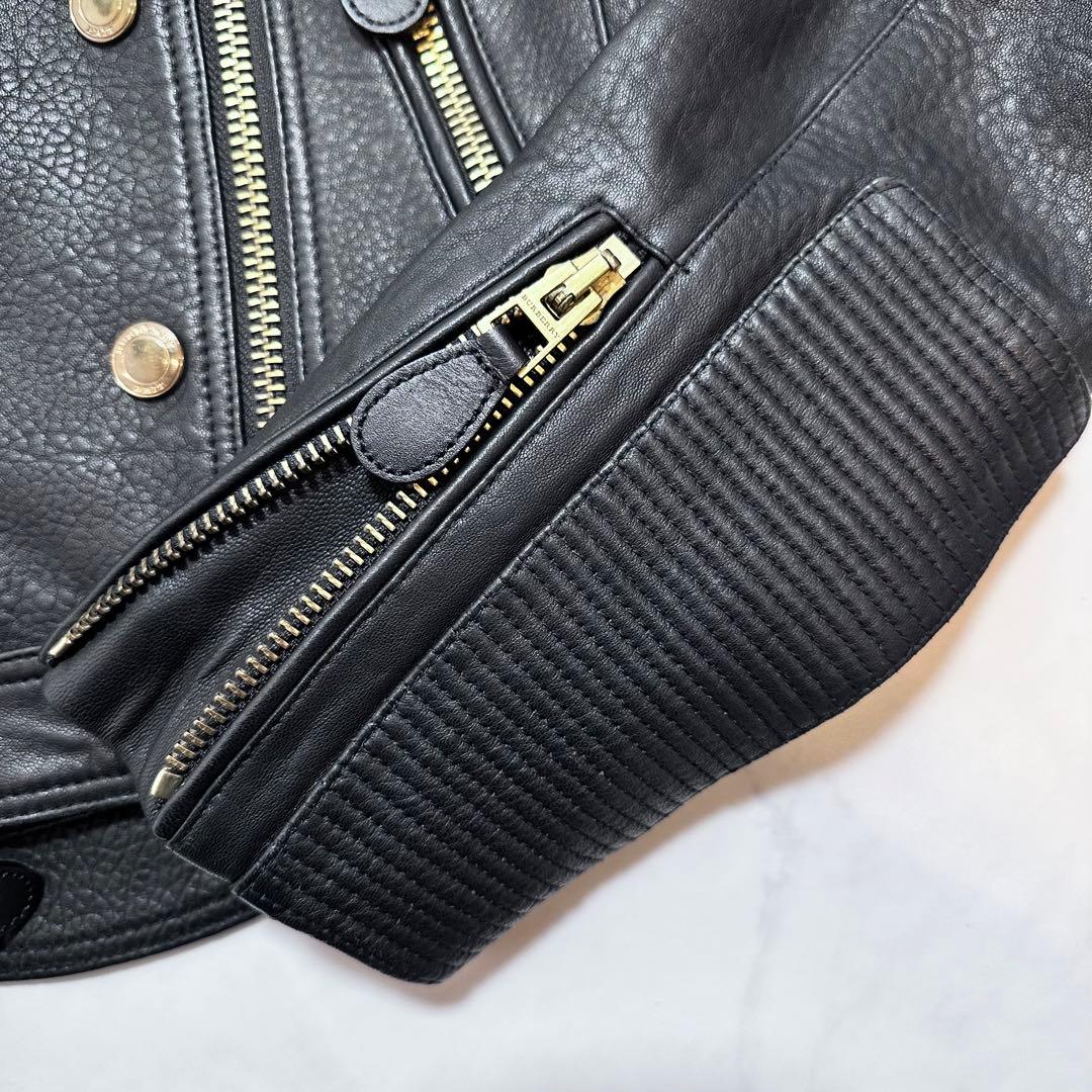 バーバリーブリット ライダースジャケット バイカージャケット 羊革 黒 42