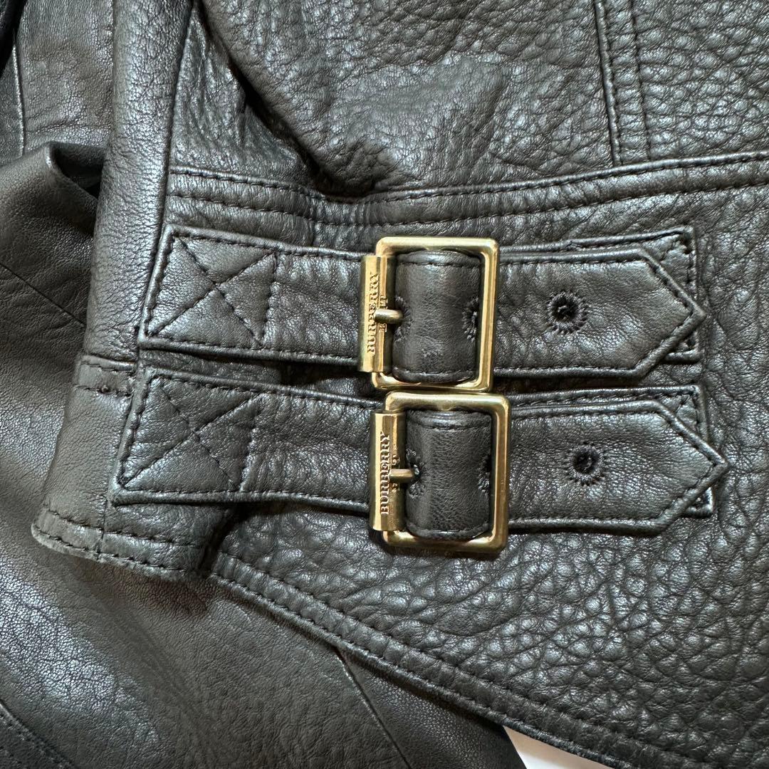 バーバリーブリット ライダースジャケット バイカージャケット 羊革 黒 42