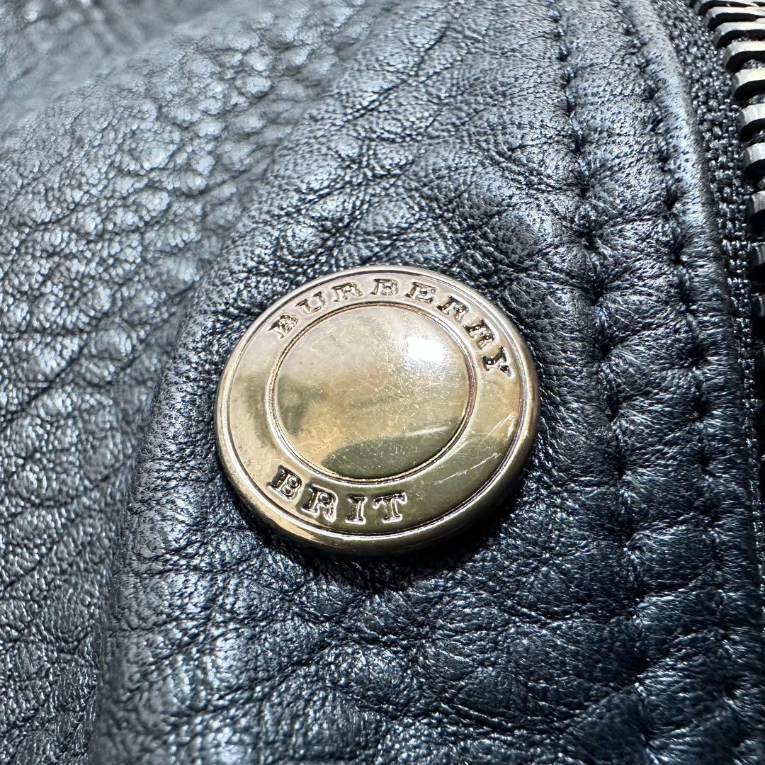 バーバリーブリット ライダースジャケット バイカージャケット 羊革 黒 42