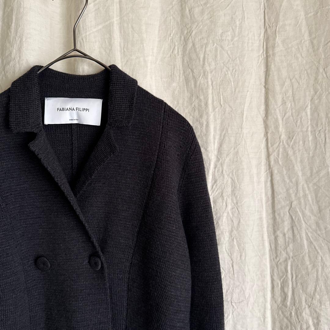 ファビアナフィリッピ ウール ダブルブレスト ニット ジャケット S