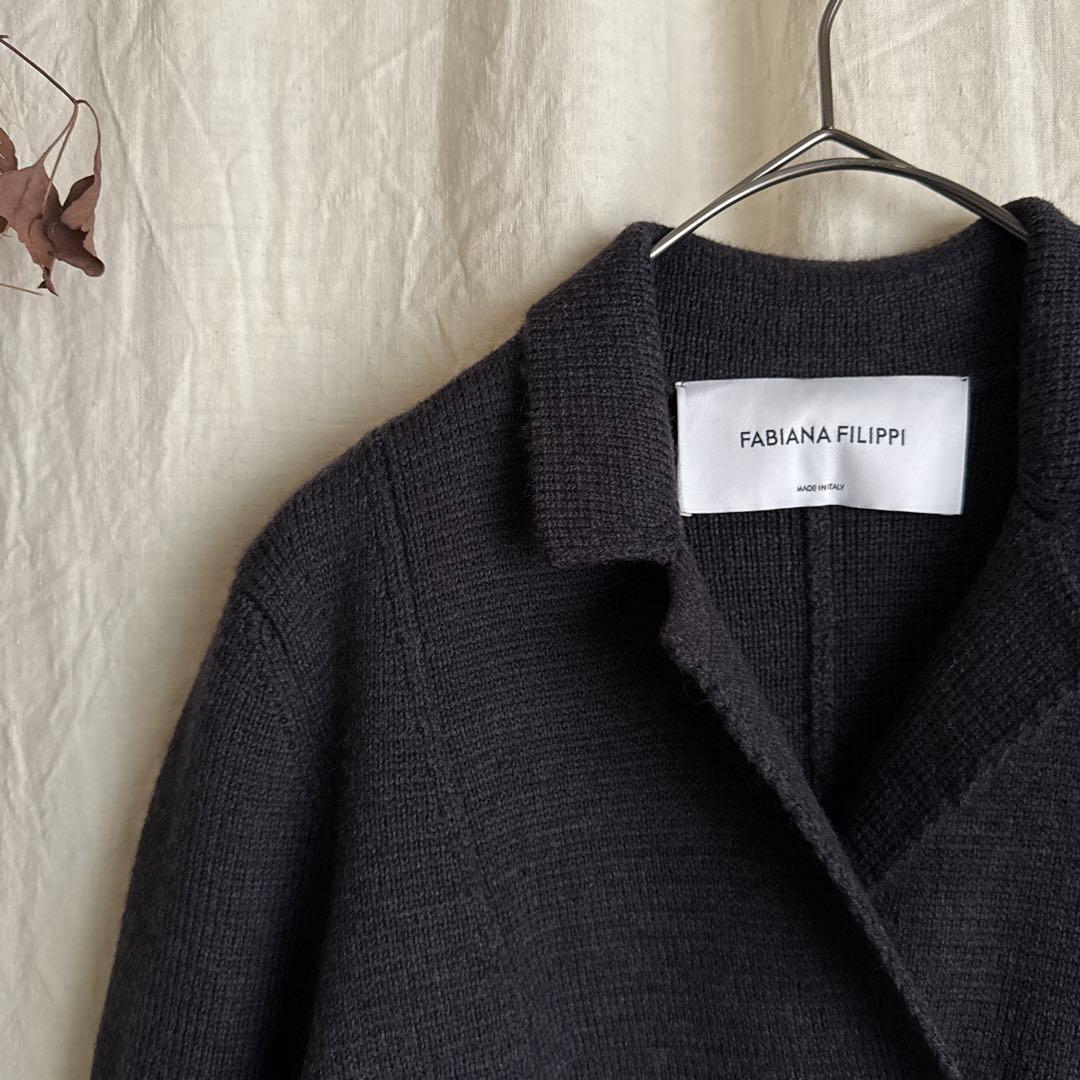 ファビアナフィリッピ ウール ダブルブレスト ニット ジャケット S