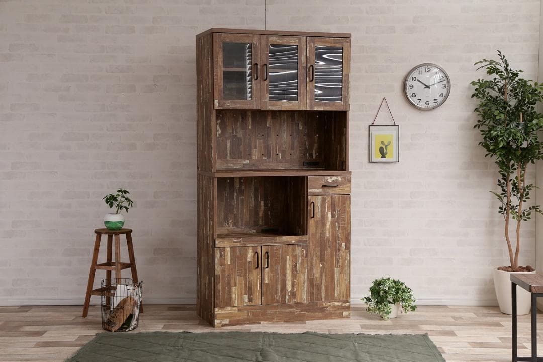 《新品・送料無料》Cave 寄木柄180cmレンジ台