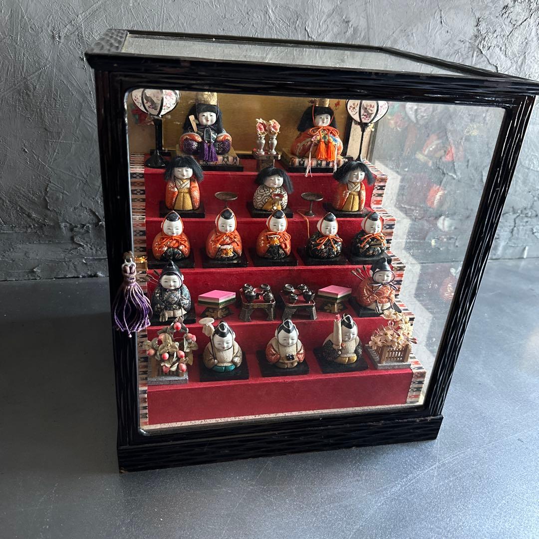 最終お値下げ❣️希少品ヴィンテージ　ミニお雛様5段飾り　木目込み人形