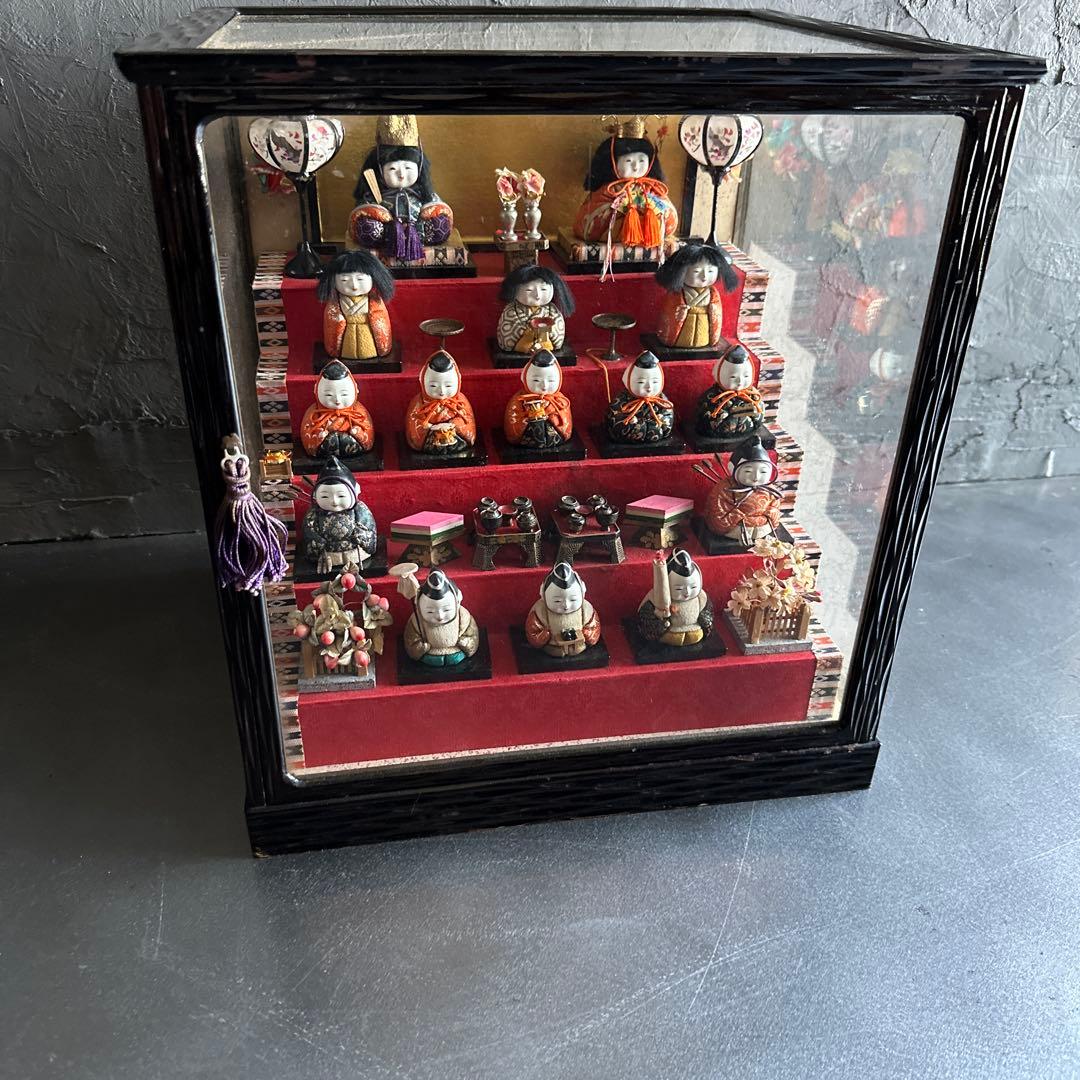 最終お値下げ❣️希少品ヴィンテージ　ミニお雛様5段飾り　木目込み人形