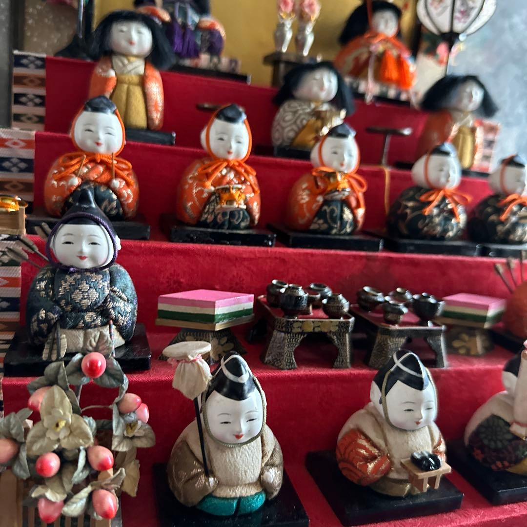 最終お値下げ❣️希少品ヴィンテージ　ミニお雛様5段飾り　木目込み人形