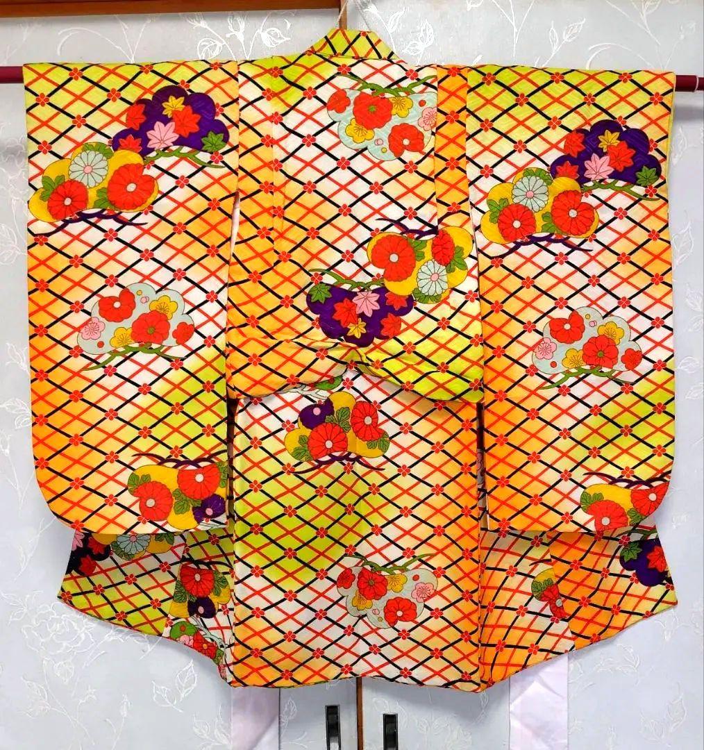 RK404アンティーク子供着物着丈77センチ裄丈38センチしつけ糸付き綺麗美品