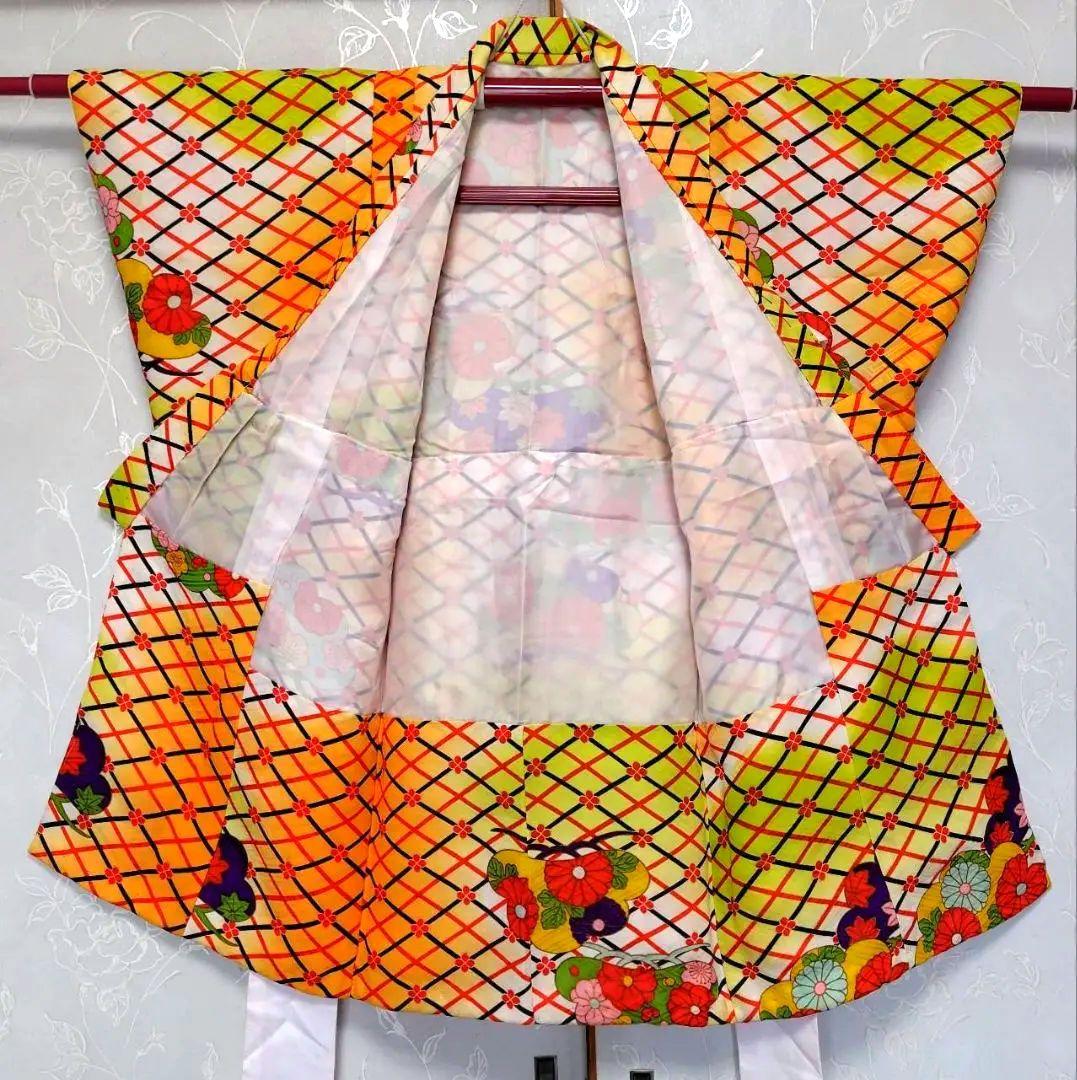 RK404アンティーク子供着物着丈77センチ裄丈38センチしつけ糸付き綺麗美品