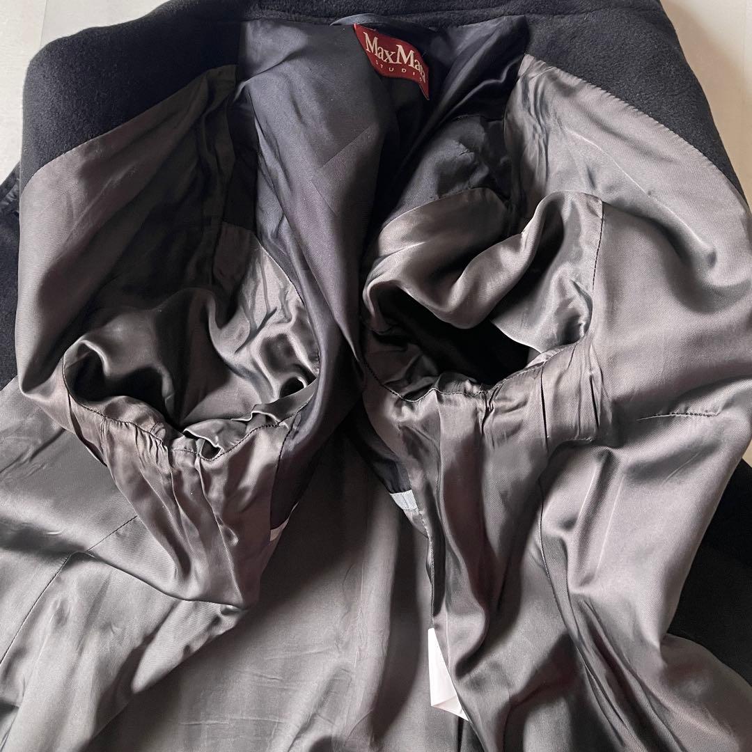 マックスマーラ チェスターコート ヴァージンウール ブラック 42 ツヤ感最高✨